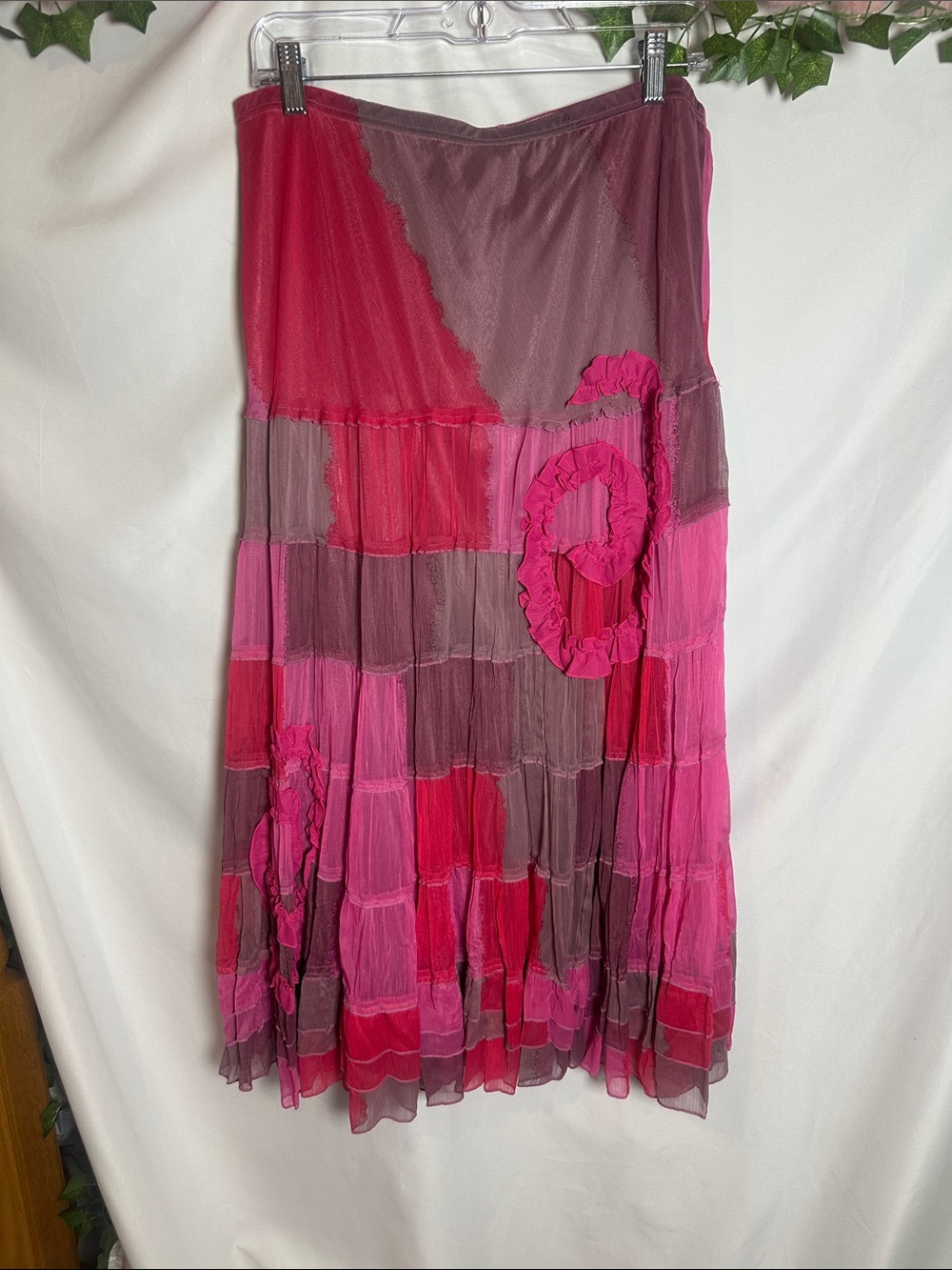 Femme Women’s Patchwork Pink & Magenta Maxi to ankles  Skirt